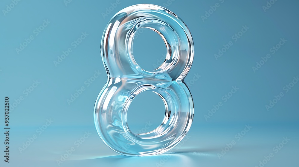 Glass number 8 from a gorgeous set of handwritten numbers set isolated on blue background Glass number 8 from a gorgeous set of handwritten numbers set isolated on blue background