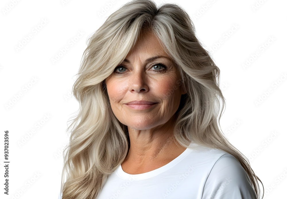 Portrait of a Beautiful Middle-Aged Woman with Blonde Hair. Portrait of a Beautiful Middle-Aged Woman with Blonde Hair.