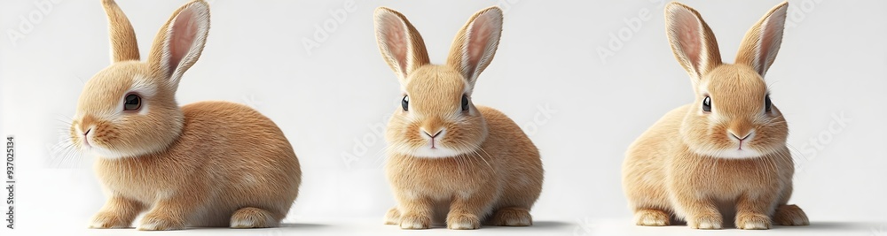 Obraz premium Three Adorable Fluffy Bunnies.