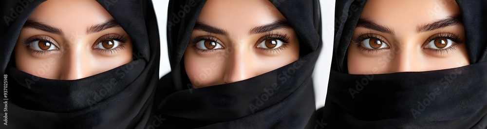 Close-up of a Woman's Eye with Hijab. Close-up of a Woman's Eye with Hijab.