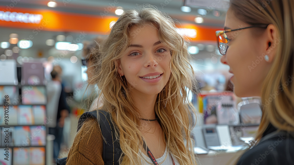 mobile advisor briefing a customer on alarm system features with brochures and a demo model of the alarm in the background.
