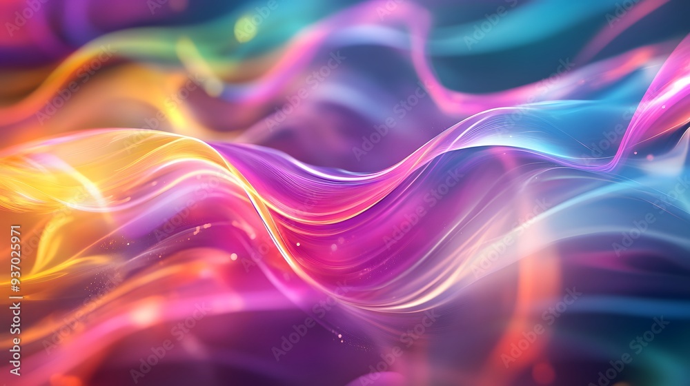 Obraz premium 68. Colorful waveforms with fluid motion intertwining in a clear 3D space