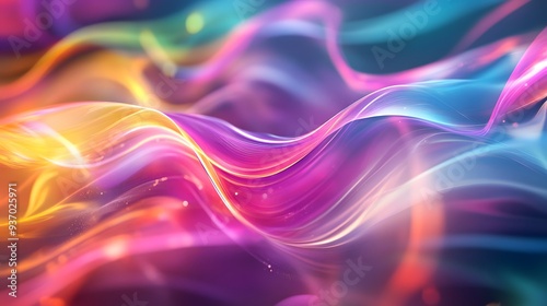 Wallpaper Mural 68. Colorful waveforms with fluid motion intertwining in a clear 3D space Torontodigital.ca