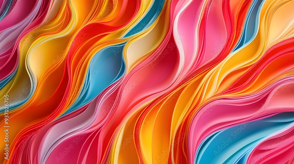 Obraz premium 69. Vibrant, undulating ribbons in bright colors creating a stunning visual pattern