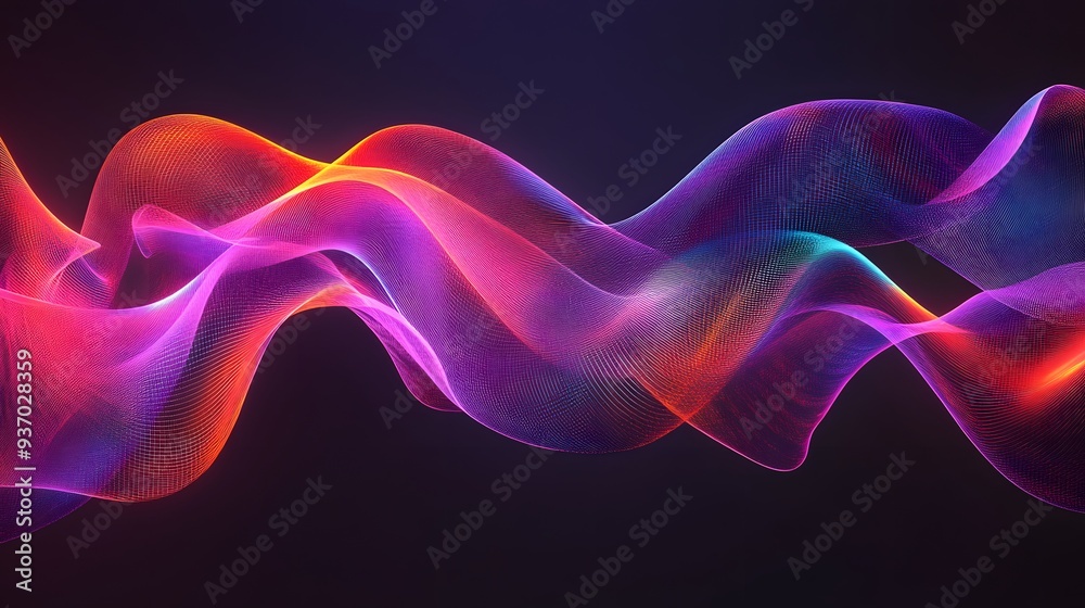 59. 3D abstract ribbons in neon colors creating a mesmerizing wave-like design 59. 3D abstract ribbons in neon colors creating a mesmerizing wave-like design