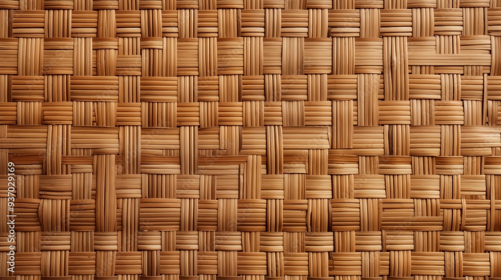 A close-up view of a woven bamboo mat, showcasing intricate patterns and textures. The natural golden-brown color adds warmth and an organic feel to the design. Japanese traditional tatami texture. A close-up view of a woven bamboo mat, showcasing intricate patterns and textures. The natural golden-brown color adds warmth and an organic feel to the design. Japanese traditional tatami texture.