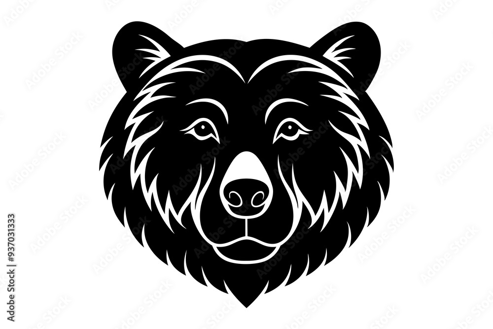Bear head icon silhouette vector illustration on a white background Bear head icon silhouette vector illustration on a white background