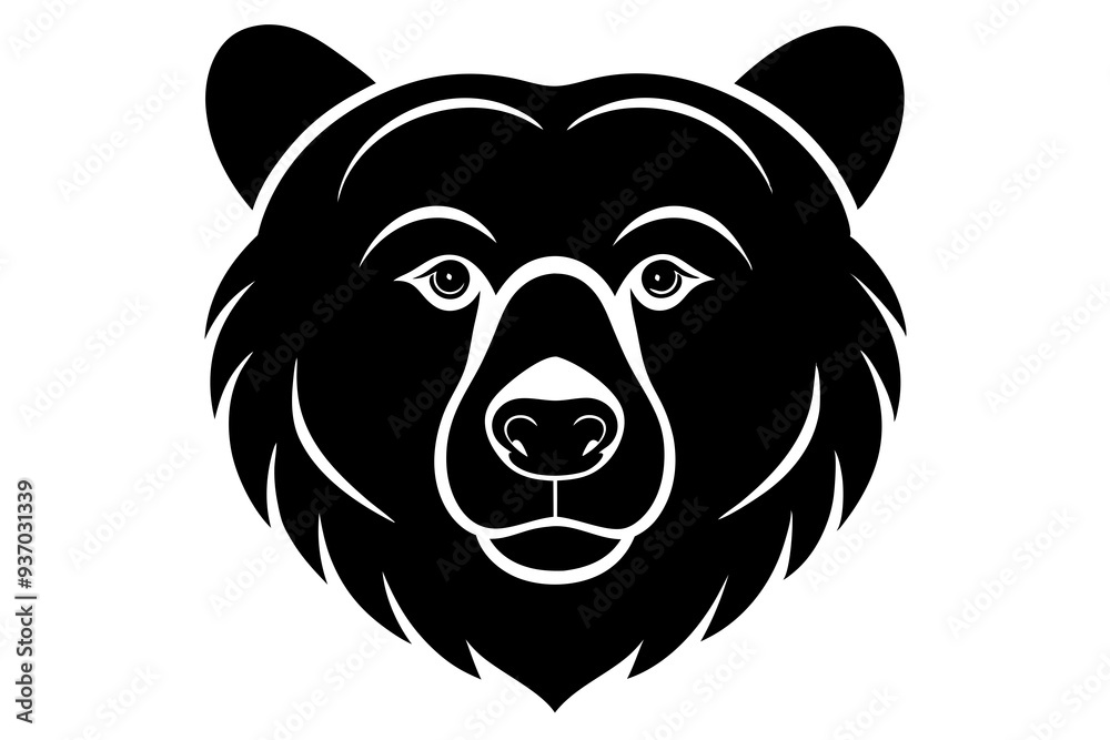Bear head icon silhouette vector illustration on a white background Bear head icon silhouette vector illustration on a white background