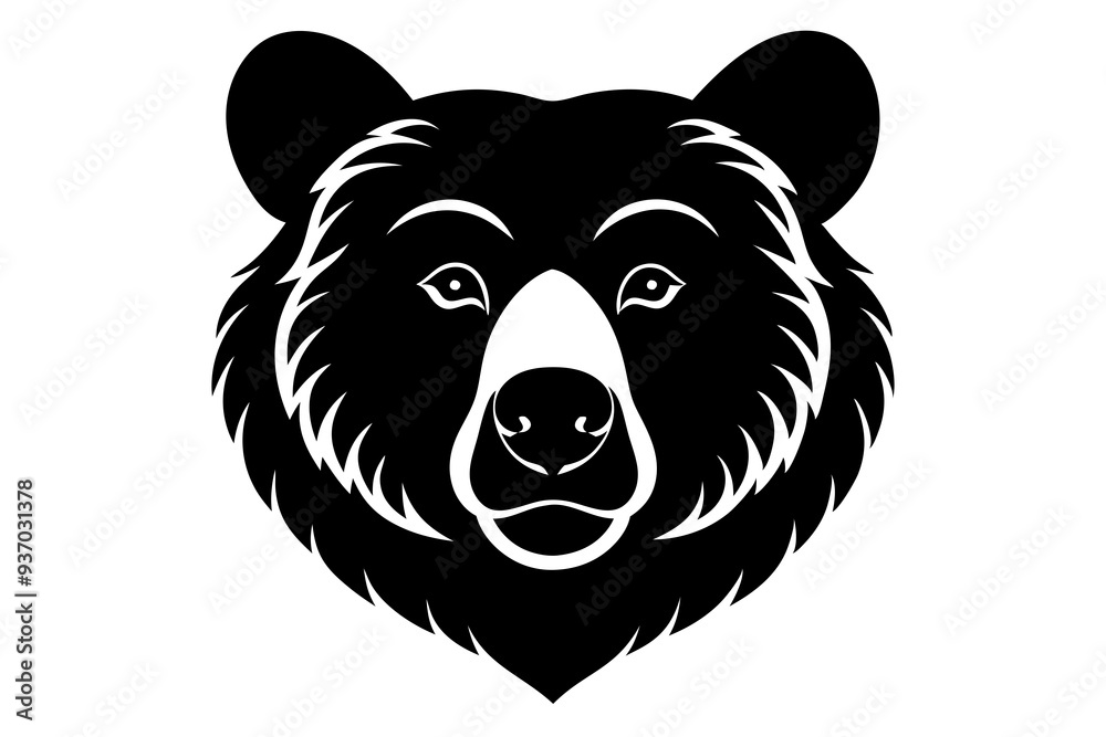 Bear head icon silhouette vector illustration on a white background Bear head icon silhouette vector illustration on a white background