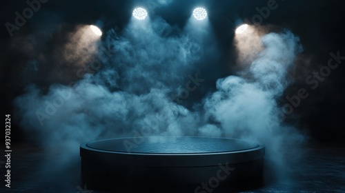 Dark Stage with Smoke and Spotlights - Product Display Background