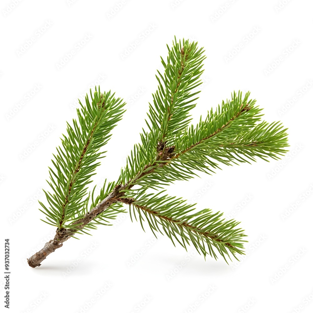 Photo of Isolated Spruce Tree Tip on White Background Photo of Isolated Spruce Tree Tip on White Background