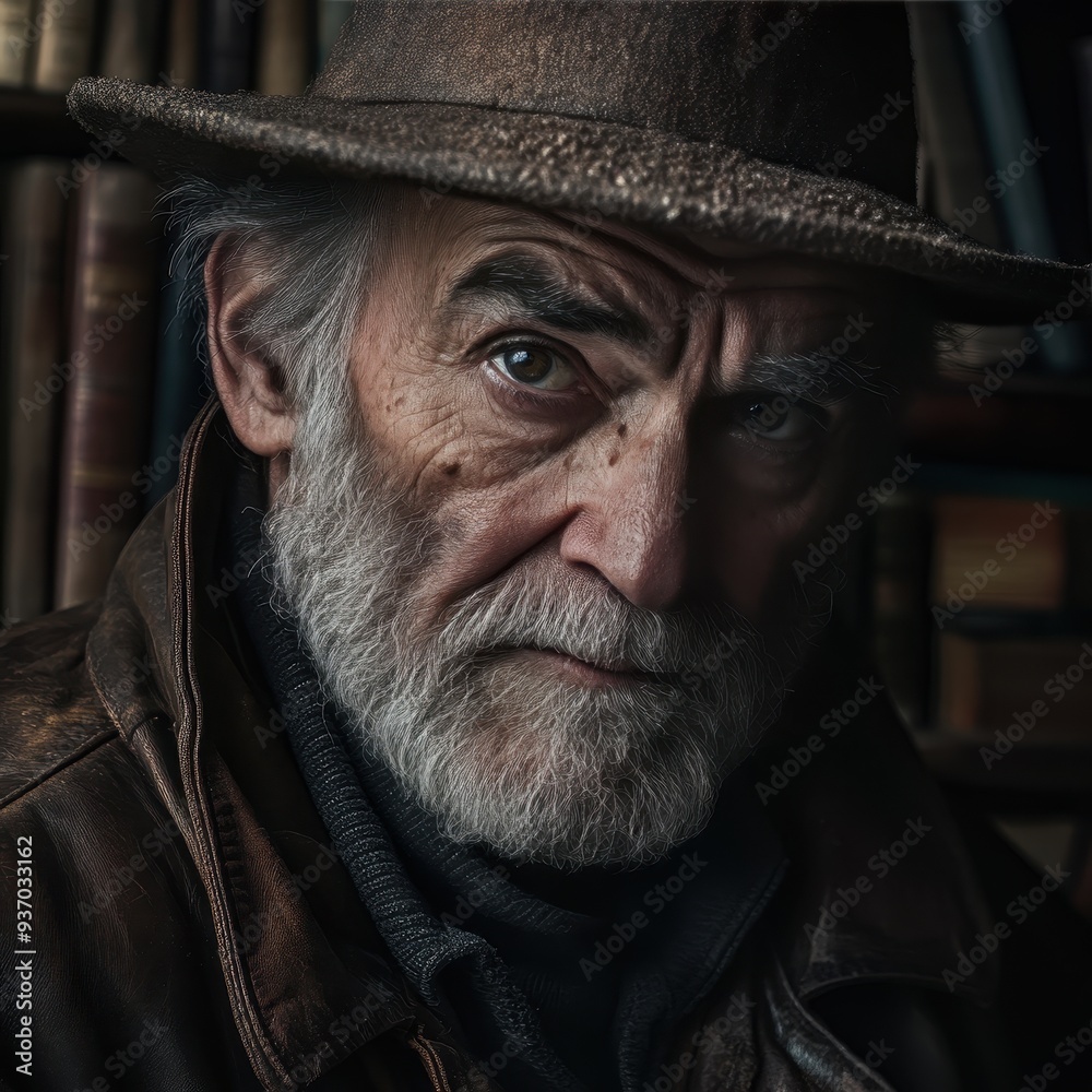 Portrait of a Senior Man with a White Beard and Hat Looking at the Camera. Portrait of a Senior Man with a White Beard and Hat Looking at the Camera.