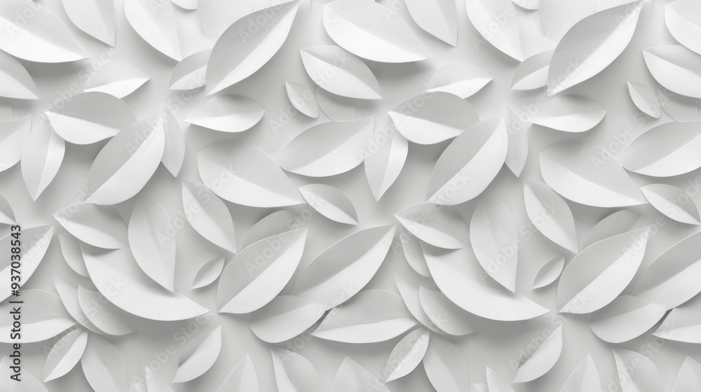 3D leaves pattern in white with overlapping elements. Abstract decorative background. 3D leaves pattern in white with overlapping elements. Abstract decorative background.