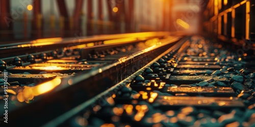 Railroad Tracks at Sunset