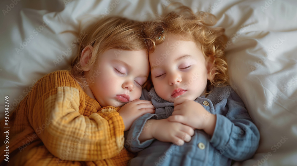 Sibling Toddlers Sleeping Peacefully Together Sibling Toddlers Sleeping Peacefully Together