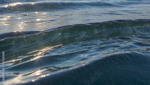 Close-up of a Rippling Ocean Surface with Sun Glints