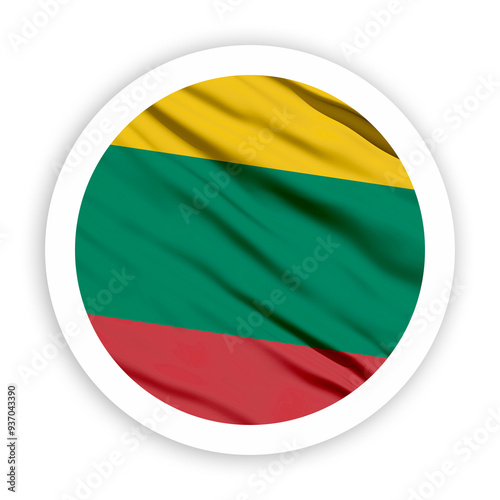 Free Download Lithuania Waving Flag with White Rounded Circle Frame  - GFXLoad