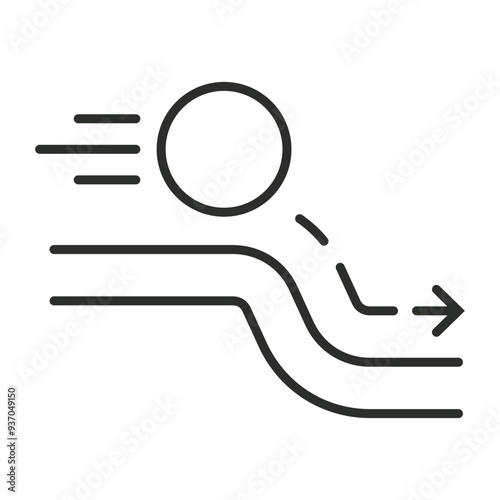 Gravity ball outline icon, showing physics outline icon, editable vector illustration and transparent graphic element. Isolated on white background