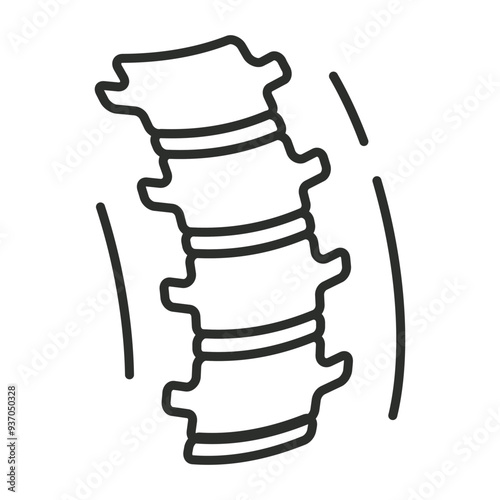 Spine outline icon, showing anatomy outline icon, minimalist vector illustration and transparent graphic element. Isolated on white background