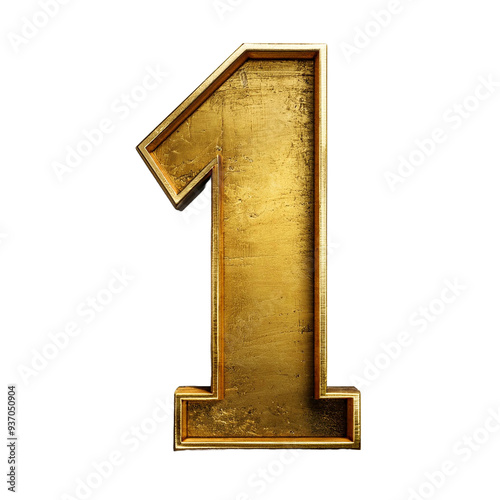 PNG 3D golden number  one or 1