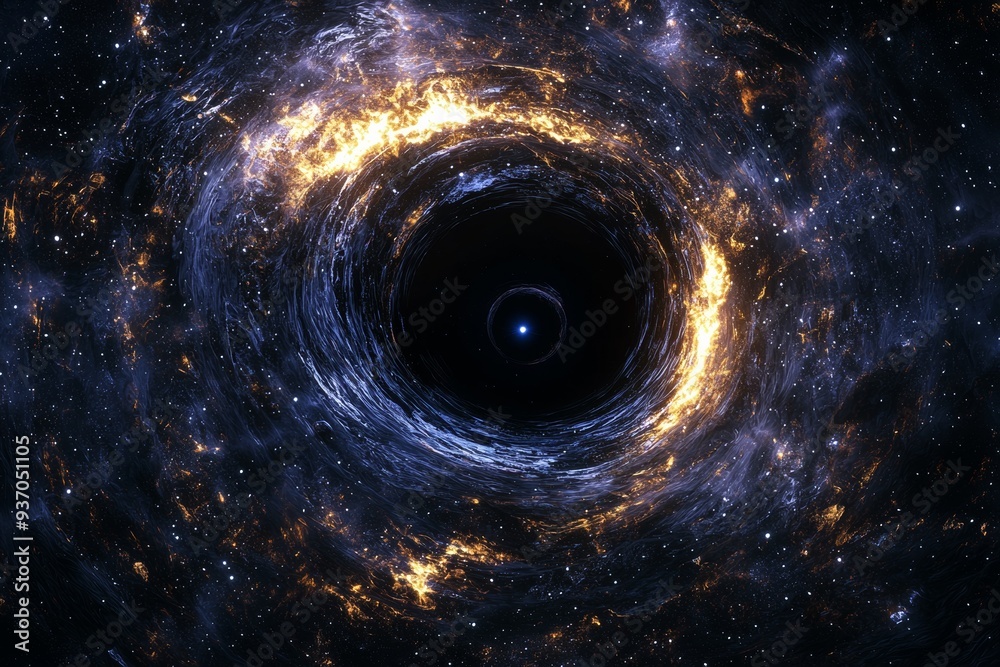 Black hole in space illustration created with Generative AI Black hole in space illustration created with Generative AI