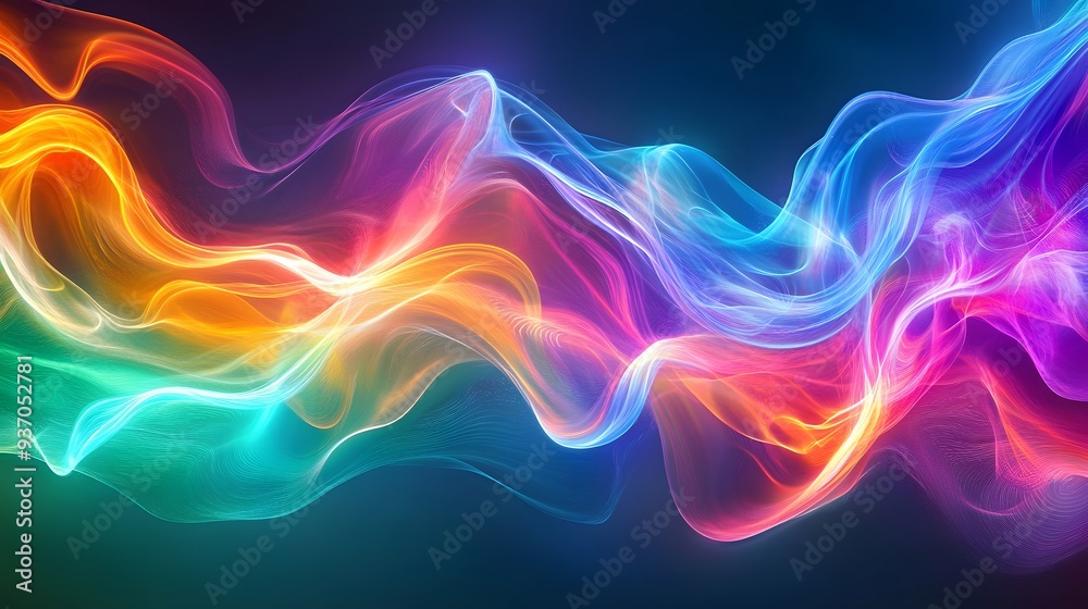 30. Dynamic, swirling waveforms in a spectrum of bright colors in a transparent environment 30. Dynamic, swirling waveforms in a spectrum of bright colors in a transparent environment