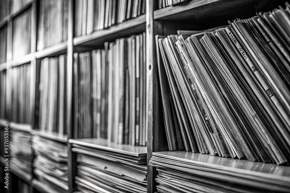 Obraz premium monochromatic urban record stack