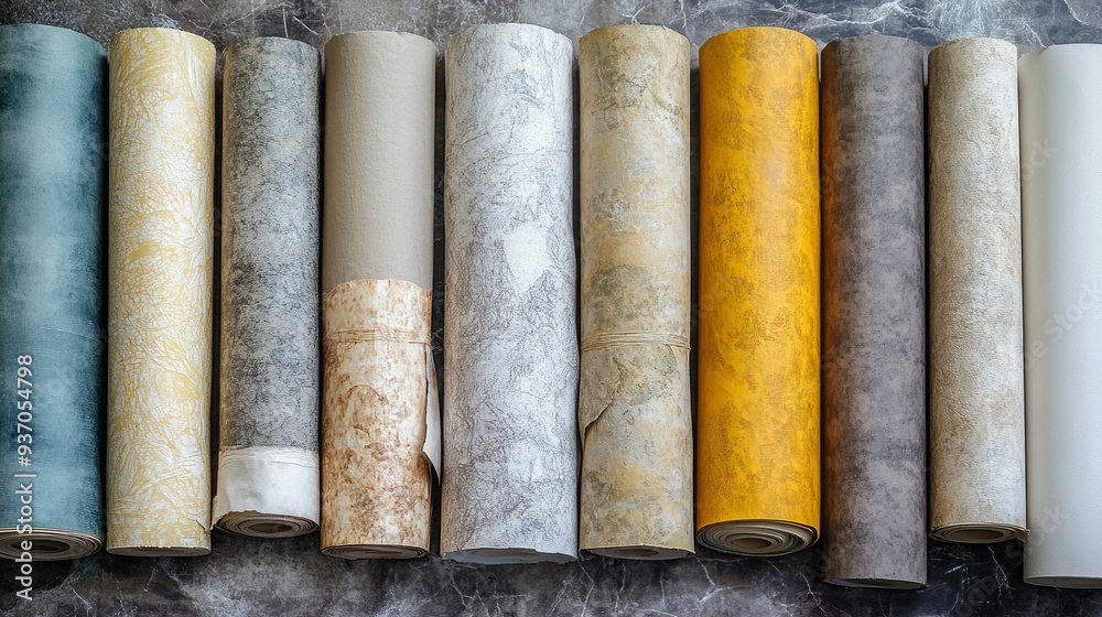Various wallpaper rolls. Different textures and colors , ai Various wallpaper rolls. Different textures and colors , ai
