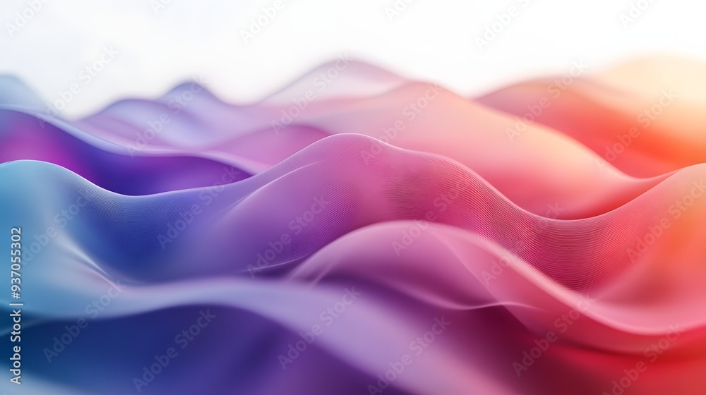 Obraz premium 33. Vibrant wave patterns in gradient colors undulating smoothly across a clear surface