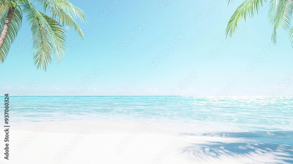 Tropical Beach with Palm Tree Shadows and Clear Blue Water Tropical Beach with Palm Tree Shadows and Clear Blue Water