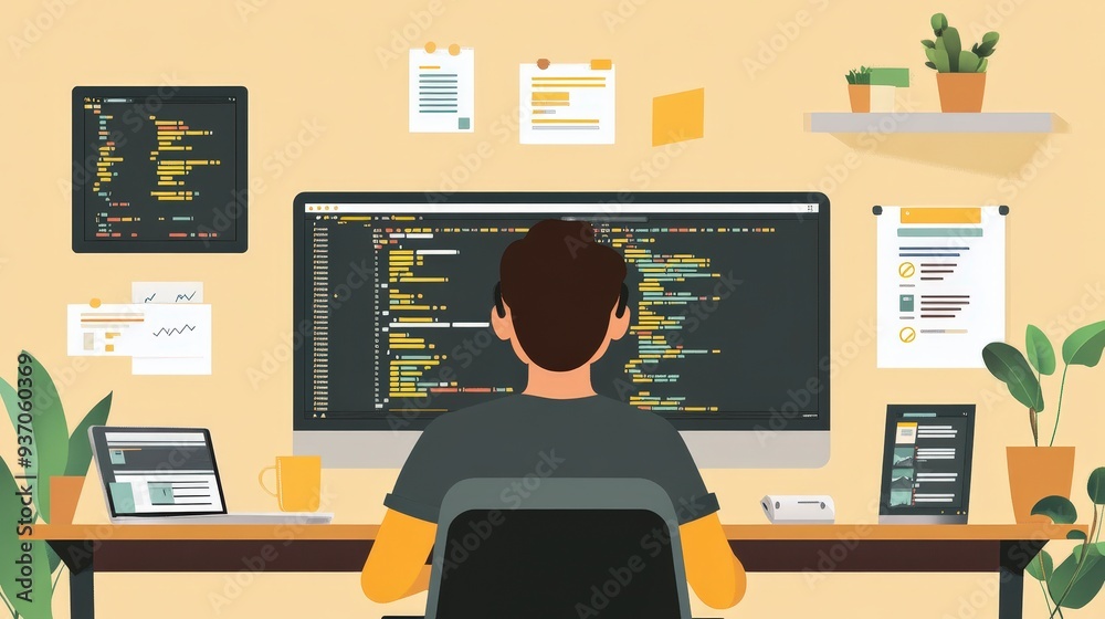Digital Creativity: Web Developer Building Websites and Applications | Flat Design Illustration of Coding and Web Design Tools Digital Creativity: Web Developer Building Websites and Applications | Flat Design Illustration of Coding and Web Design Tools