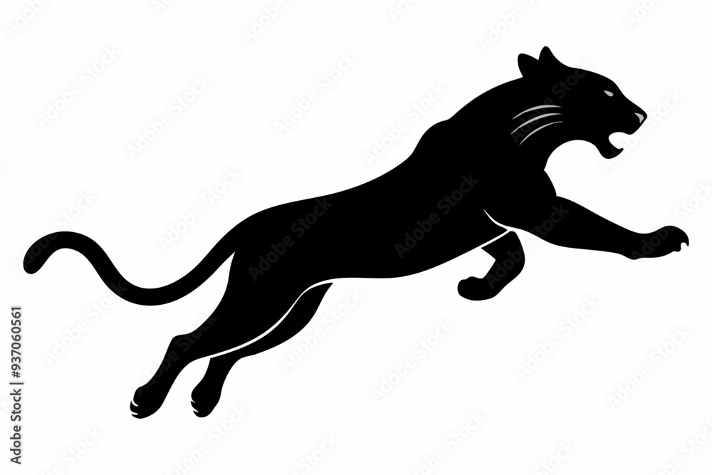 Obraz premium tiger jumping silhouette, jumping leopard, Jumping tiger silhouette vector illustration