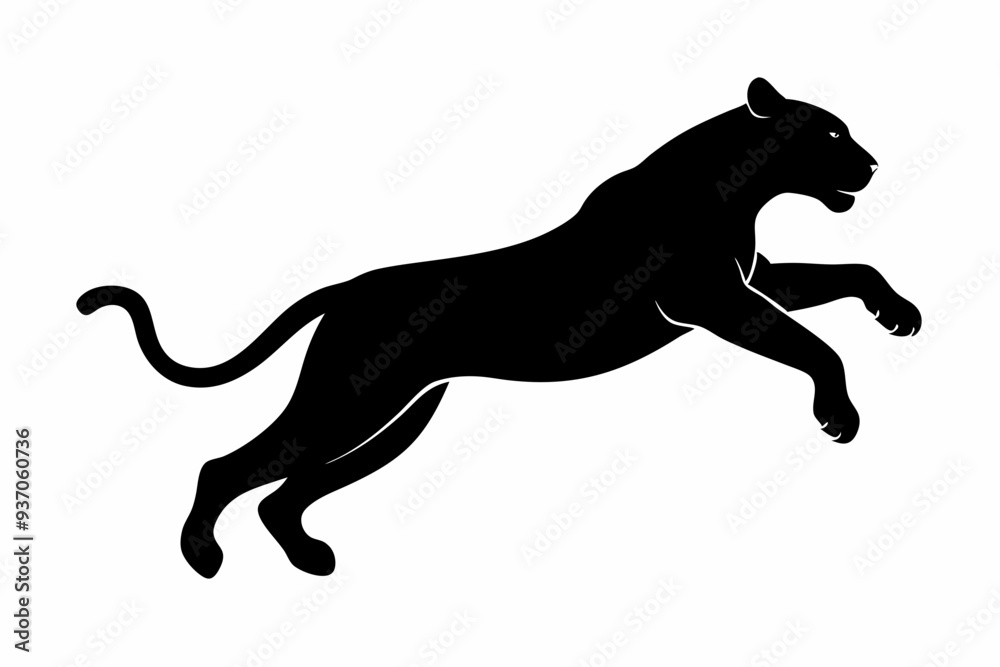 Silhouette of a jumping tiger, tiger icon. vector illustration
