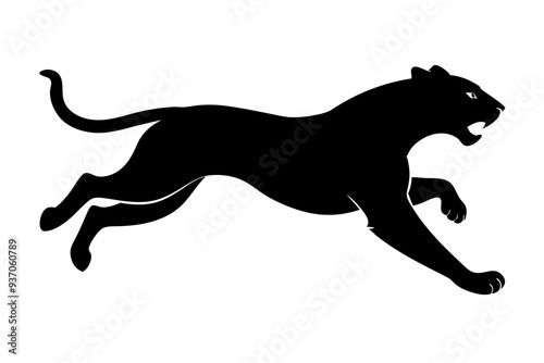 Silhouette of a jumping tiger, tiger icon. vector illustration
