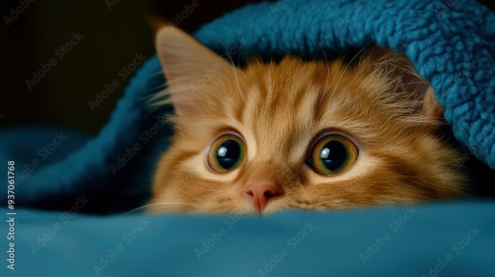 Curious Cat Peeking from Blanket Curious Cat Peeking from Blanket