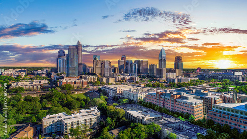 Charlotte North Carolina Downtown Drone Skyline Aerial