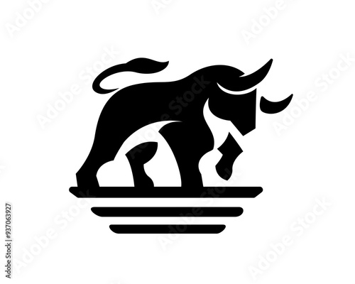 abstract bull stand logo design template illustration