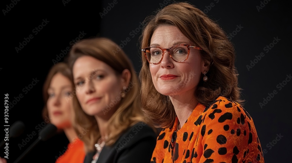 Woman in Glasses at a Press Conference Woman in Glasses at a Press Conference
