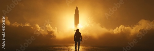 The rocket's silhouette aga...