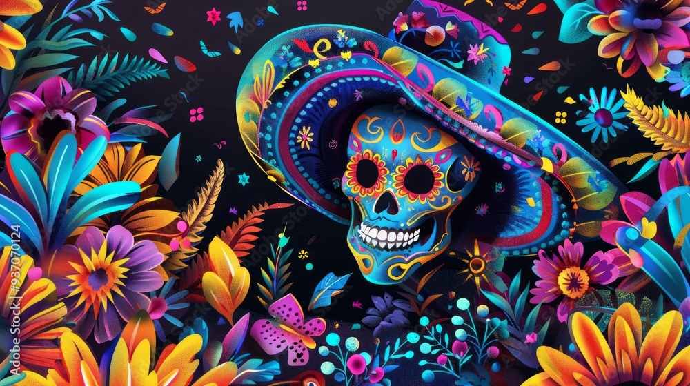 Vibrant Celebration Banner Mexico's Day of the Dead Festivities suitable for business background, posters, wallpapers, banners, greeting cards, and advertising for business entities or brands Vibrant Celebration Banner Mexico's Day of the Dead Festivities suitable for business background, posters, wallpapers, banners, greeting cards, and advertising for business entities or brands