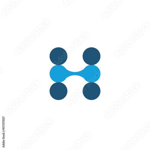 Logo letter H molecule unique design with blank background