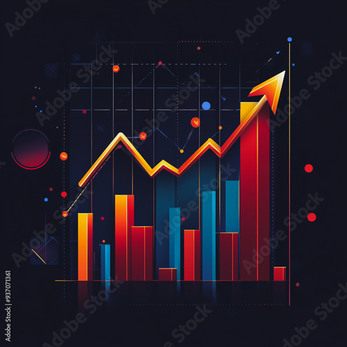 charts and graphs with statistics to analyze business potential and forecast future development of companies growth.