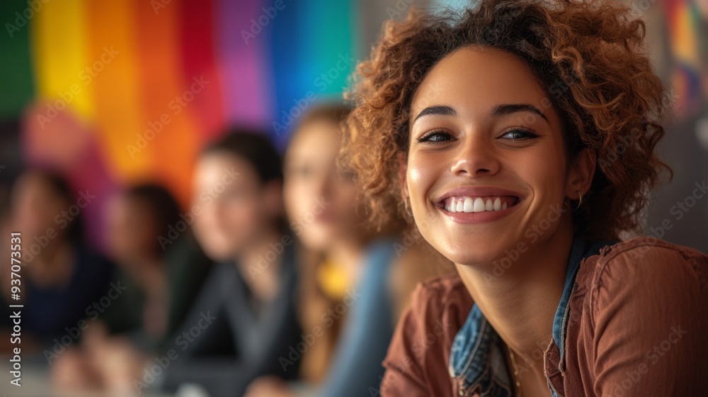 Happy Woman Smiling in Front Happy Woman Smiling in Front