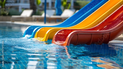 Mini slider for kid by the swimming pool