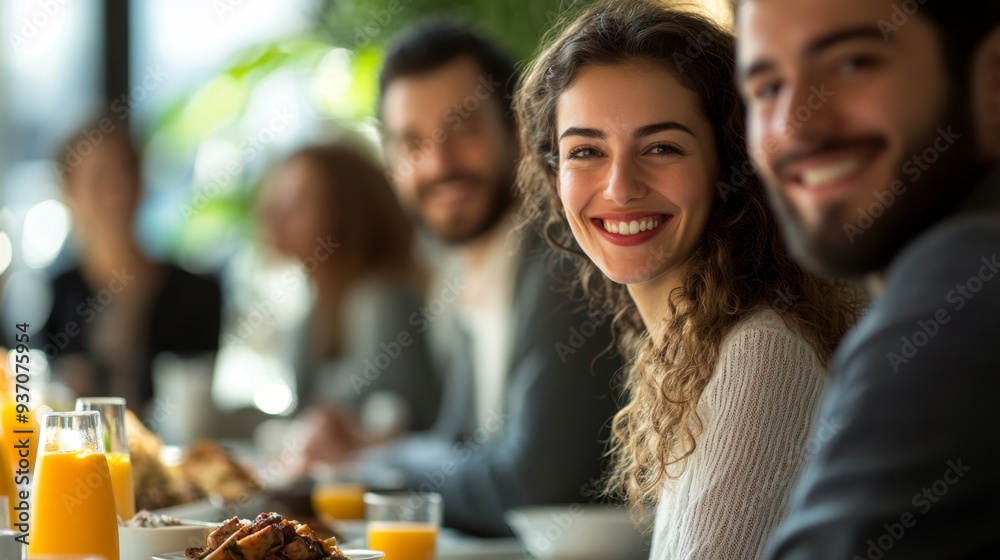 Smiling Woman With Friends at Smiling Woman With Friends at