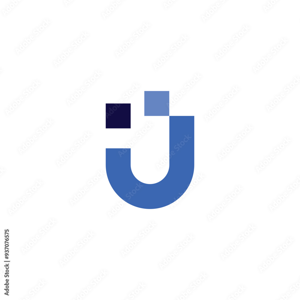Logo letter U pixel square dot with blank background Logo letter U pixel square dot with blank background