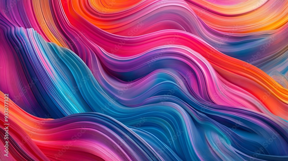 111. Brightly colored wave patterns creating a mesmerizing, undulating 3D effect 111. Brightly colored wave patterns creating a mesmerizing, undulating 3D effect