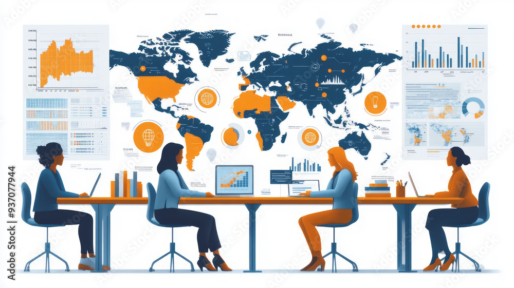 business team analyzing data or a visual representation of carbon footprint elements make it as realistic with diversity business team analyzing data or a visual representation of carbon footprint elements make it as realistic with diversity