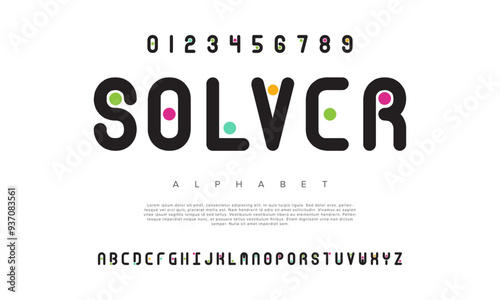 Solver creative modern geometric urban alphabet font. Digital abstract futuristic, game, techno, robot, music, logo, sport, minimal technology typography. Simple numeric vector illustration