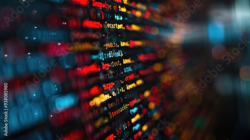 Abstract Blurred View of Code on a Computer Screen
